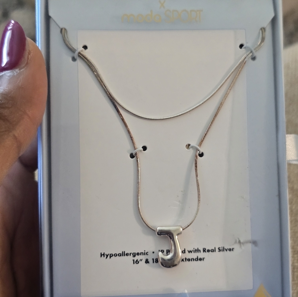 Unwritten Silver Initial Letter J Name Necklace New